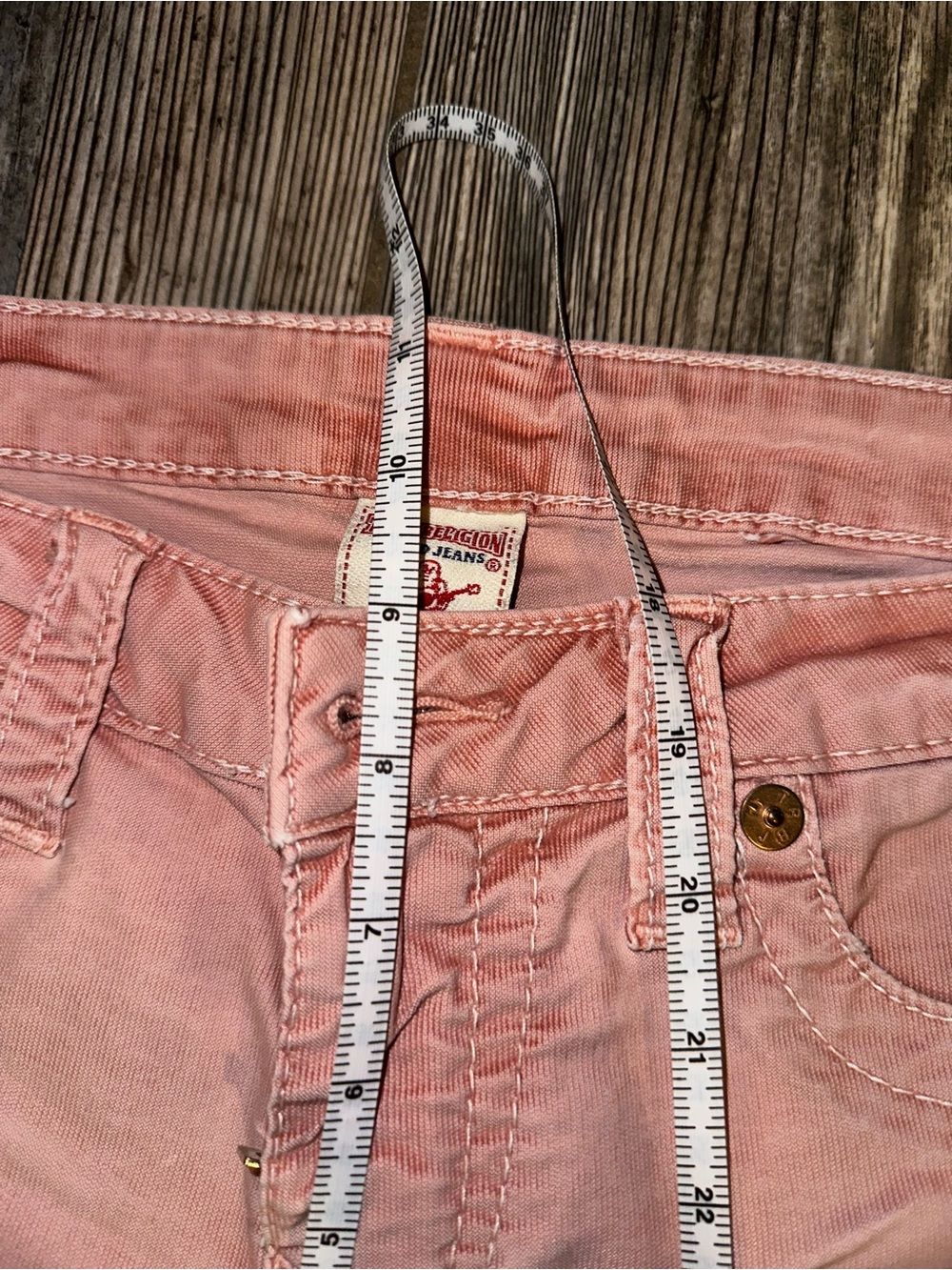 True Religion Jodie Terracotta Non Denim Women’s 9” Rise Rose Pink Jeans Size 32 - Picture 6 of 9